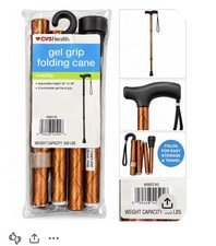 CVS Health Gel Grip Folding Cane, Adjustable 32-36 in, Bronze, 300 lb picture