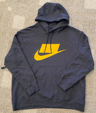 Nike Sweatshirt Hoodie NSW Nsp Pull Over Gray Yellow BV4540-032 $80 Men's L picture
