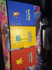 Pokémon Card Binder Lot of 3 Blue Yellow Red Vintage Charmander, Bulb, Pikachu picture