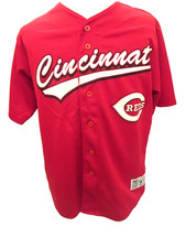 True Fan Vtg 1999 Cincinnati Reds #11 Barry Larkin Jersey Men's M Button Up EUC picture
