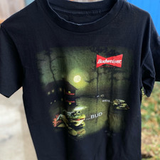 Vintage 1995 Budweiser Stanley Desantis Frog Promo Shirt Men's Collectible Tee picture