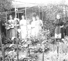 black postcard women in an allotment garden, PLAUEN or surroundings, 1923 picture