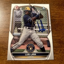 Luis Lara Signed 2023 1st Bowman Brewers Prospect In Person Autograph picture