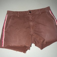 Sundry Dusty Pink/Red/Rust? Trouser Shorts Side Stripes Woman 28 Preppy Cut Offs picture