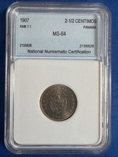 1907 Panama 2-1/2 Centesimos KM#7.1 NNC MS-64 UNC Copper-Nickel Coin picture
