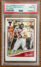 2017 Panini Patrick Mahomes /10 RC #274 Classics No Name On Front PSA 10 Gem picture