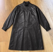 Vintage Scuola Del Cuoio Leather School Italy Leather Trench Coat Women Small picture