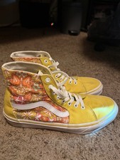 VANS Sk8-Hi Yellow Floral High Top Lace-Up Canvas Sneakers Rubber Outsole picture