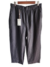 Quince Pants Women's Black Large 100% European Linen Pant Cropped NEW picture