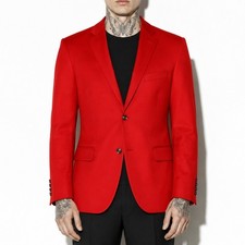 Vintage Stafford Hopsack Blazer Mens 50R Red Wool Stretch 2 Button Casual Jacket picture