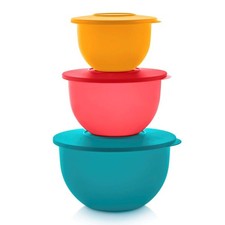Tupperware 6-piece Set Impressions Classic Multicolor 3 Bowls with Lids NIB picture