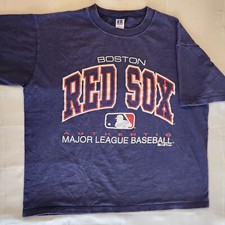 Vintage Boston Red Sox Shirt Men L Russel Athletic Autographed Steve Avery MLB picture