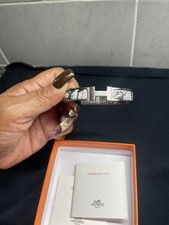 Estate Sale find Hermès Clic H Panoplie Equestre Bracelet Black White Palladium picture