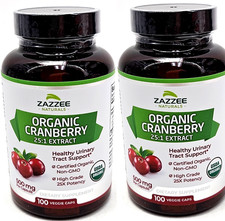 2 Zazzee Cranberry Extract USDA Organic Naturals 12500mg 100x2 = 200 Concentrate picture