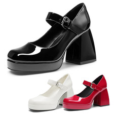 DREAM PAIRS Women's Mary Jane Pumps Square Toe Platform Chunky Heel Dress Shoes picture