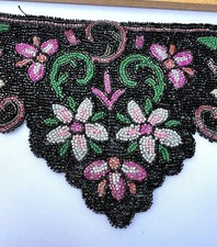 FABULOUS Antique BEADED Scarf Collar Belt Sash Black Pinks Green Blue 1920s WOW picture