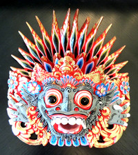 Balinese Wooden Barong Mask.  Hand Carved. Hindu.  Bali. picture