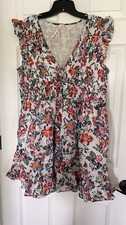 Anthropologie The Peregrine Mini Dress Women’s XL  Multi Floral Smocked Ruffle picture