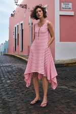 X-LARGE Sundance Linen Knitted Stripped Dress with Jersey Camisole NWOT picture