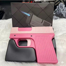 Cool Pistol Shape Torch Lighter & Cigarette Box, Refillable Blue Flame mens Gift picture