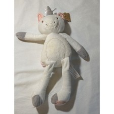 Animal Adventure White Unicorn Plush Stuffed Animal Grey Hooves Pink Ears 2021 picture