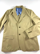 L.L.Bean Men’s Blazer 42R Khaki 100% Cotton Sport Coat Two Button picture