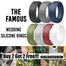 Medical Grade Silicone Wedding Ring Men's Flex Fit Sport Rubber Band 8-13# Size picture