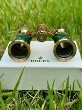 Rolex Green Opera Glasses Binoculars with Box & Pouch Gold  – Rare Collectible picture