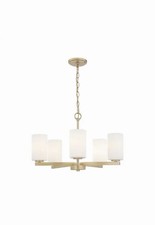 Quoizel Vista 5 -Light Brushed Gold Etched glass Steel Chandelier picture
