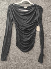 Free People Intimately Ribbed Ruched Top Black Size XS Long Sleeve Viscose picture