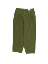 M&S Women's Trousers Khaki Cotton Barrel Leg Pockets Zip New picture