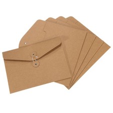 5 x String Envelope File Folders A5 Size Organizer Holder Filing Jacket Brown picture