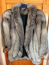 Vintage gorgeous Real fur silver fox coat Women’s M/L picture