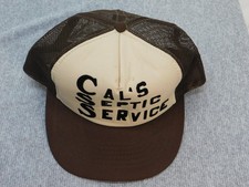 VINTAGE Cal's Septic Service Hat Cap Snap Back Mesh Trucker Advertising Mens 80s picture