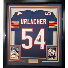 Framed Autographed/Signed Brian Urlacher 35x39 Chicago Blue Jersey BAS COA picture