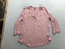 Maurices Blouse Womens L Large Pink V Neck Long Sleeve Lightweight picture