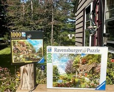 Ravensburger Puzzles Cottage on the Lake 1000 & Country Cottage 1500 New SEALED picture