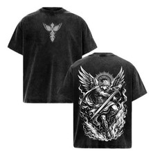Archangel Michael Christian Vintage Washed Graphic Tee, Angel of Fire Heavyweigh picture