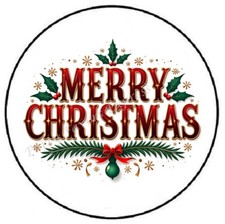 MERRY CHRISTMAS ENVELOPE SEALS LABELS STICKERS PARTY FAVORS picture