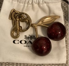 Coach Cherry Bag Charm Keychain Resin Metal Brass, Marron,HALF PRICE Liquidation picture