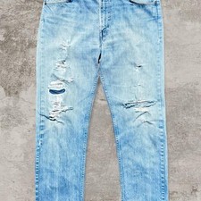 Levi's 505 Orange Tab Distressed Faded Jeans Size 36x30 USA Made picture
