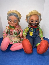 Vintage Rushton Rubber Face Stuffed Plush Toys Grandma And Grandpa Hobo Atlanta picture