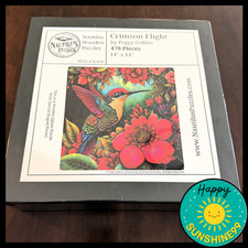 NAUTILUS WOODEN JIGSAW PUZZLE CRIMSON FLIGHT Hummingbird NP26-478-928 BRAND NEW picture
