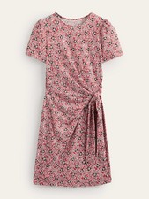 Boden Knot Front Jersey Dress Tomato Clover Swirl Petite Size 6P picture