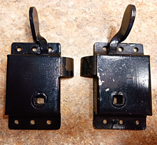 A.L. Hansen Mfg. Co. Pair Cabinet Rim Locks, Metal, Black, Antique Original picture