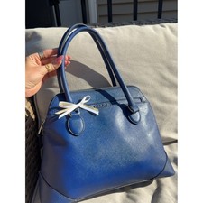 Calvin Klein Blue Saffiano Satchel with Double Handles picture
