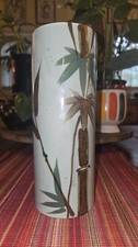 Vintage MCI Japan Ceramic Bamboo Cylinder Vase MCM Speckled 9