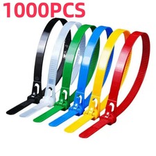 1000/100Pcs Reusable Cable Ties Cable Lock Loop Nylon Ties Removable Recyclable  picture
