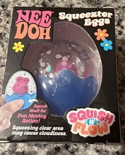 RARE Authentic NeeDoh Squeezter Egg Blue & Pink Bunny Squish N Flow NEW/SEALED picture