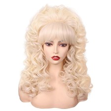 FantaLook Blonde Long Curly Wig 10 Inch (length) x 2 (height), picture
